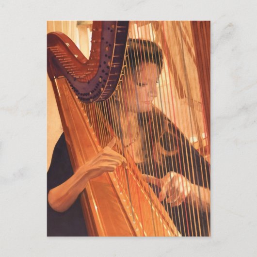 "Echo der Engel" Harp Player Wasserfarbe Postkarte (Vorderseite)
