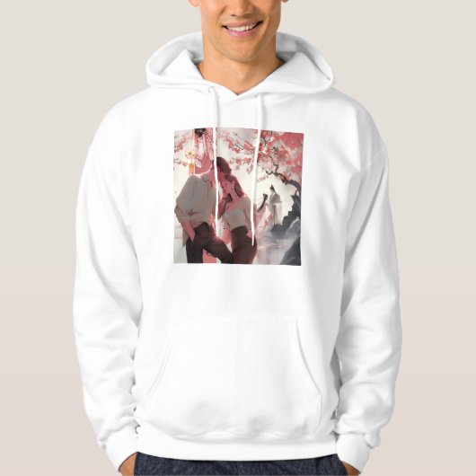 Echo des Schicksals: Ewige Liebe unter Kirschblüte Hoodie (Vorderseite)