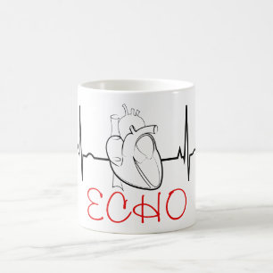 Echo-Kaffee-Tasse mit EKG und realistischem Herzen Kaffeetasse