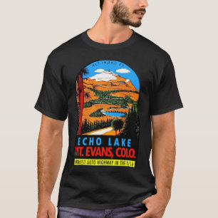 Echo Lake Mt Evans Colorado Vintage Travel Deco C T-Shirt