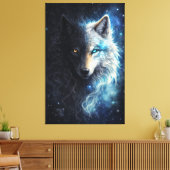 Echo of Duality – Cosmic Twin Wolf | Dark & Light Leinwanddruck (Insitu (Wohnzimmer))