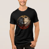 Echo of Duality – Twin Wolves | Dark & Light Fanta Tri-Blend Shirt (Vorderseite)