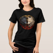 Echo of Duality – Twin Wolves | Dark & Light Fanta Tri-Blend Shirt (Vorderseite)