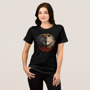Echo of Duality – Twin Wolves   Dark & Light Fanta Tri-Blend Shirt