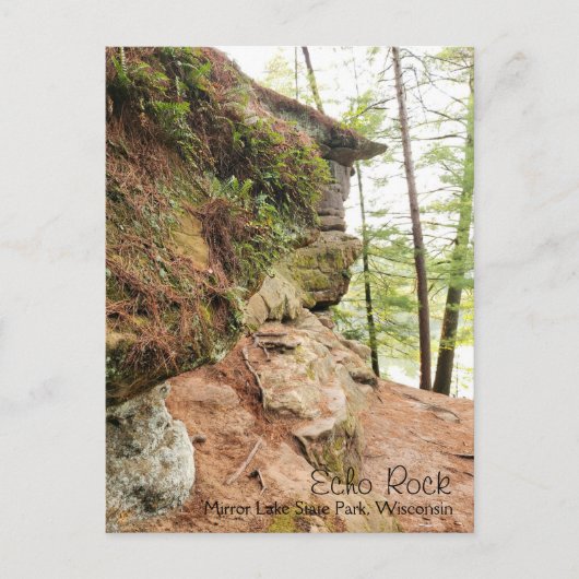 Echo Rock in Mirror Lake Staat Park Wisconsin Postkarte (Vorderseite)
