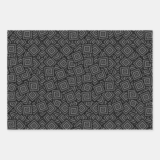 Echo Squares graue Papierblätter Geschenkpapier Set (Vorderseite 2)