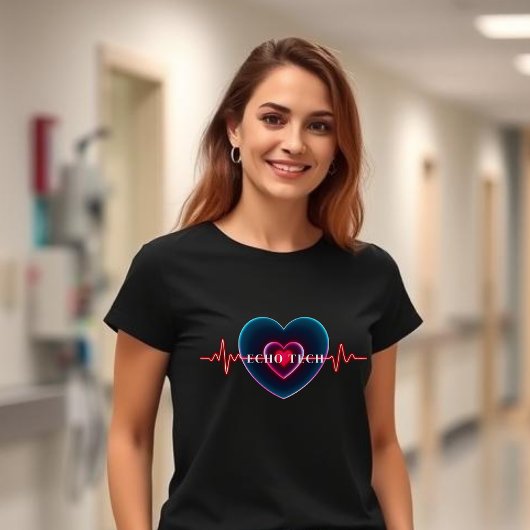 Echo Tech | Heartbeat | Heart with EKG T-Shirt