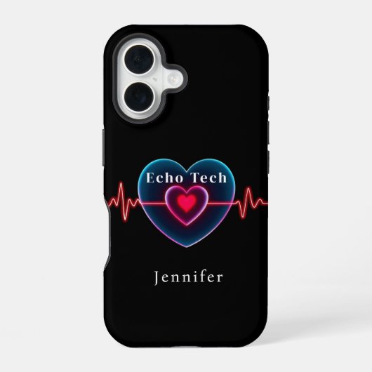 Echo Tech Heartbeat | Herz mit EKG iPhone 16 Hülle (Rückseite)