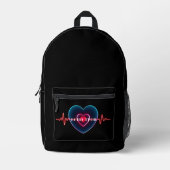 Echo Tech | Herzschlag | EKG Bedruckter Rucksack (Vorderseite)