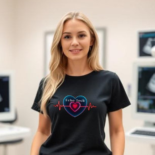 Echo Tech   Herzschlag   Herz mit EKG T-Shirt