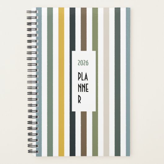 Echo Trails 2026 Planner – Blue/Green Hues Stripes Planer (Vorderseite)