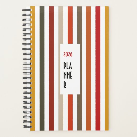 Echo Trails 2026 Planner – Earthy Hues Stripes Planer (Vorderseite)
