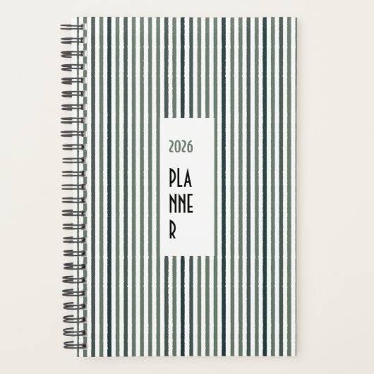 Echo Trails 2026 Planner – Matcha Green Stripes Planer (Vorderseite)