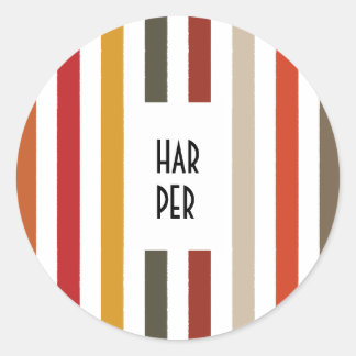 Echo Trails Round Stickers - Earthy Hues Stripes