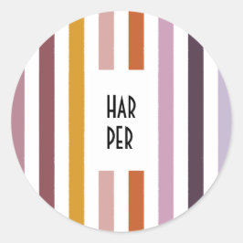 Echo Trails Round Stickers - Pink Hues Stripes