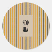 Echo Trails Round Stickers - Senf Stripes (Vorderseite)