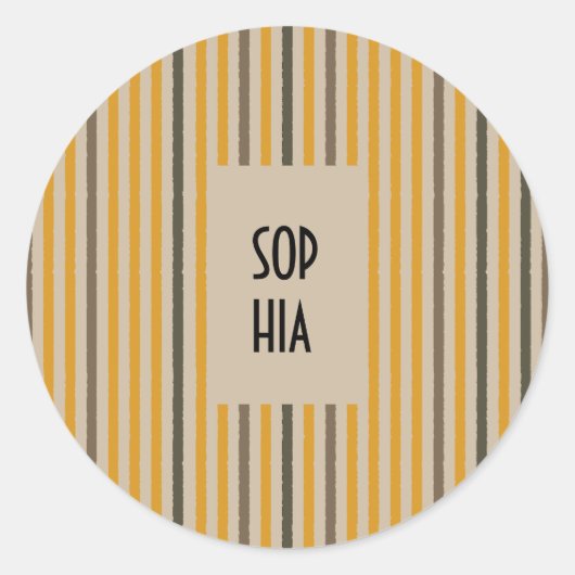 Echo Trails Round Stickers - Senf Stripes (Vorderseite)