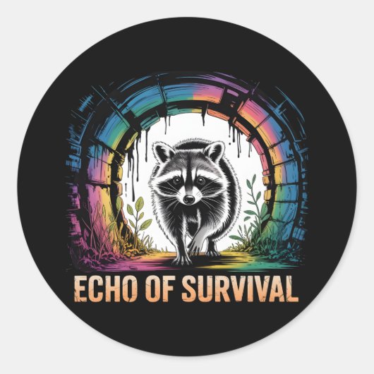ECHO ÜBERLEBEN Raccoon Urban Graffiti Runder Aufkleber (Vorderseite)