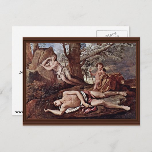 Echo und Narcissus von Poussin Nicolas Postkarte (Vorne/Hinten)