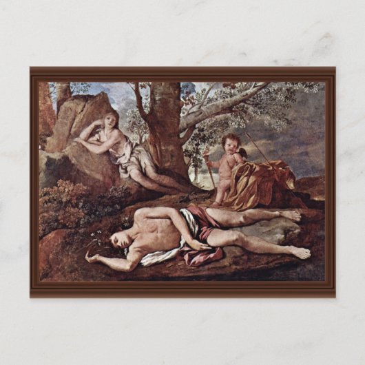 Echo und Narcissus von Poussin Nicolas Postkarte (Vorderseite)