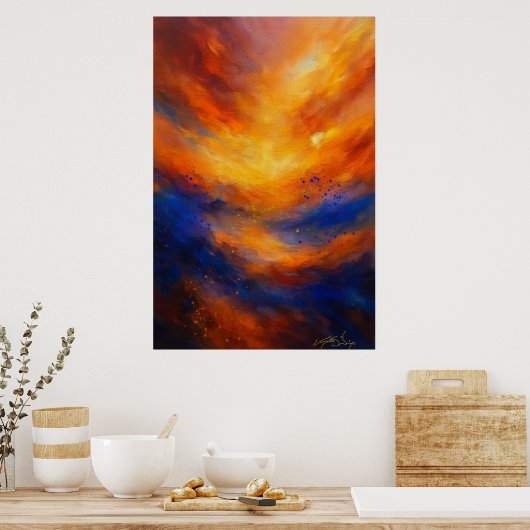 Echoes Beneath Flame Abstract Poster (Küche)