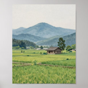 Echoes der Ernte: Ein einsames Bauernhaus eingebet Poster