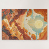Echoes der Sonne – Träumerische goldene Landschaft Puzzle (Horizontal)