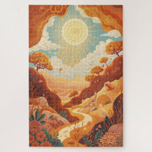 Echoes der Sonne – Träumerische goldene Landschaft Puzzle