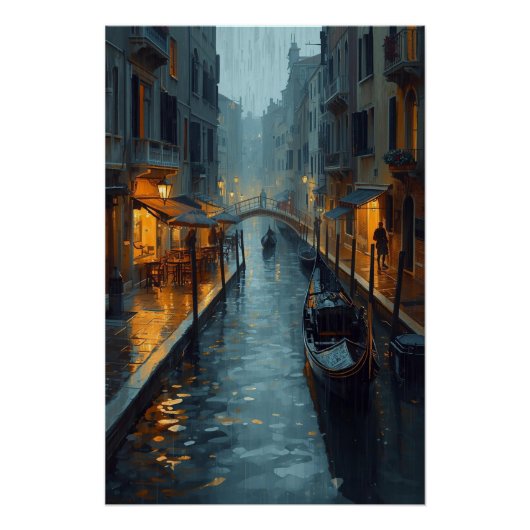 Echoes in Gold – The Painted Rainy Night of Venice Poster (Vorderseite)