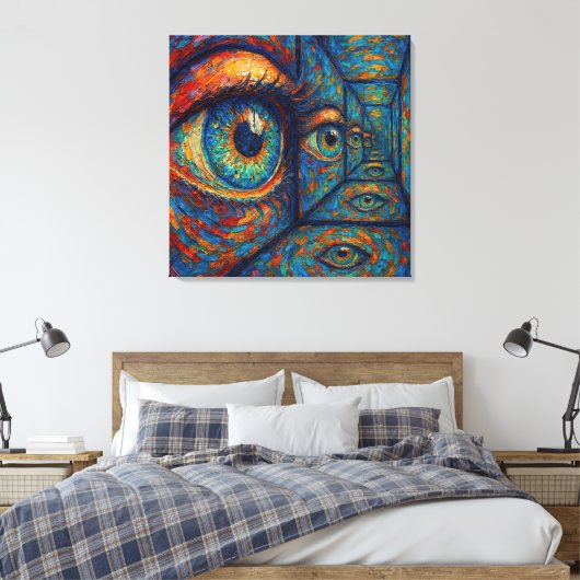 "Echoes in the Iris" - Ein surreales Portrait Leinwanddruck (Insitu (Schlafzimmer))