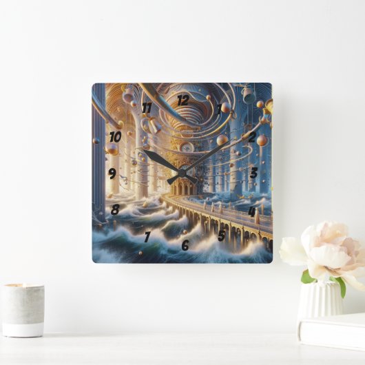 Echoes of '73: The Chronos Ocean's Labyrinth Quadratische Wanduhr (Zuhause)