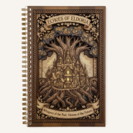 Echoes of Eldoria Ancient Tree City Wood Carved  Notizblock