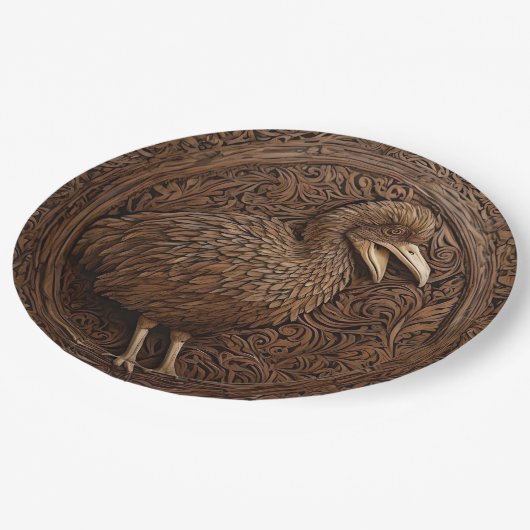 "Echoes of Extinction: Dodo Wood Art" Pappteller (Schrägansicht)