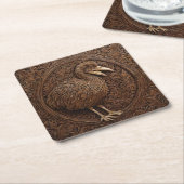 "Echoes of Extinction: Dodo Wood Art" Rechteckiger Pappuntersetzer (angewinkelt)