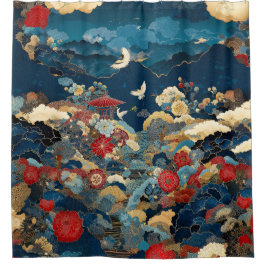 Echoes of Japan Luxury Badezimmer Kunst Duschvorhang