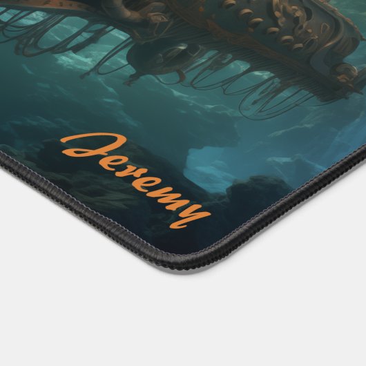 Echoes of the Deep: Steampunk Submarine Fantasy Schreibtischunterlage (Ecke)