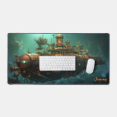 Echoes of the Deep: Steampunk Submarine Fantasy Schreibtischunterlage (Tastatur & Maus)