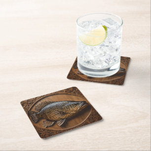 Echoes of the River: Murray Cod Wood Print, Rechteckiger Pappuntersetzer