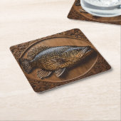 Echoes of the River: Murray Cod Wood Print, Rechteckiger Pappuntersetzer (angewinkelt)