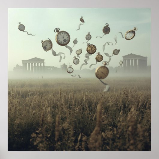 Echoes of Time – Surreal Pocket Watch & Ruins Art Poster (Vorne)