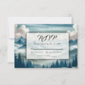 Echoes Through the Misty Pines RSVP Karte (Vorderseite)