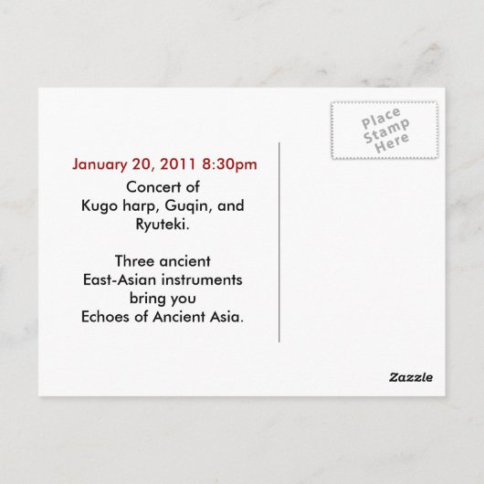 Echos aus dem antiken Asien Postkarte (Rückseite)