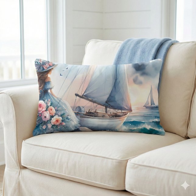Echos der Gezeiten Lendenkissen (Echoes of the Tide Lumbar Pillow Mockup A)