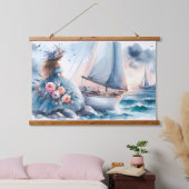 Echos der Gezeiten Wandteppich Mit Holzrahmen (Schlafzimmer)