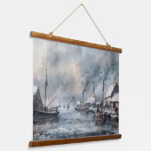 Echos of the Past: Viktorianisches Fischleben Wandteppich Mit Holzrahmen (Gewinkelt)