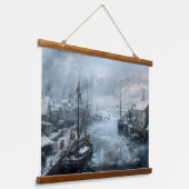 Echos of the Past: Viktorianisches Fischleben Wandteppich Mit Holzrahmen (Gewinkelt)