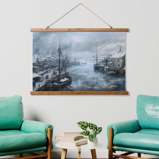 Echos of the Past: Viktorianisches Fischleben Wandteppich Mit Holzrahmen (Wohnzimmer)