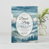 Echos Through the Misty Pines Restaurant Dinner Einladung (Stehend Vorderseite)