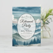 Echos Through the Misty Pines Retirement Party Einladung (Stehend Vorderseite)