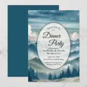 Echos Through the Misty Pines Zuhause Dinner Party Einladung (Vorne/Hinten)